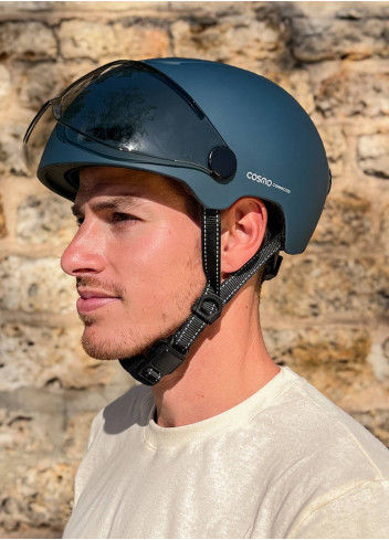 Bike helmet with visor and indicators - Cosmo - Bleu Mat