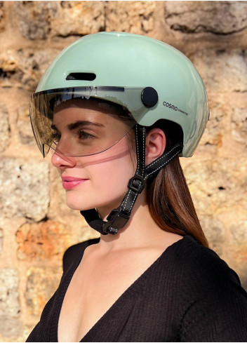 Bike helmet with visor and indicators - Cosmo - Sauge
