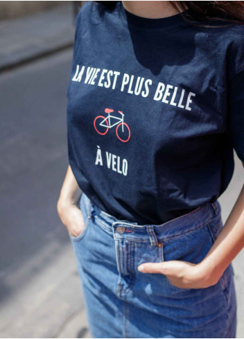 T-Shirt vélo La vie est plus belle à vélo - JE SUIS A VELO