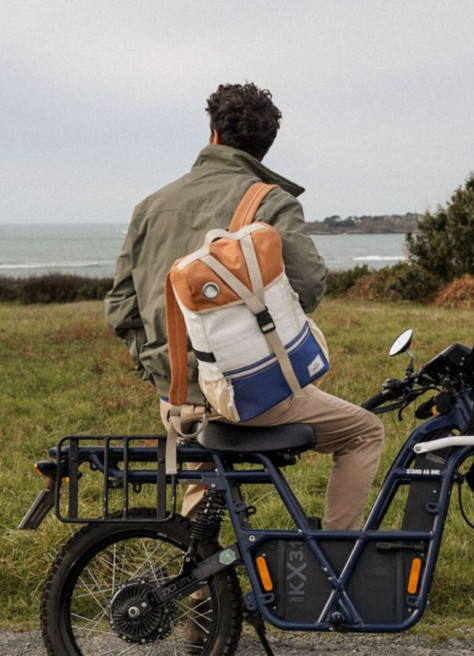 Recycled sail backpack bag made in France
