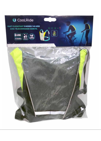 Gilet fluo avec clignotants LED - Coolride Gilet fluo avec clignotants LED - Coolride