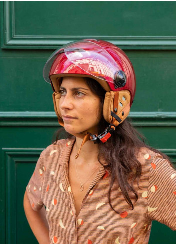 Tandem Light bicycle helmet with visor - Marko - Cherry