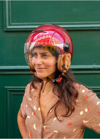 Tandem Light bicycle helmet with visor - Marko - Cherry