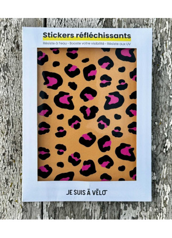 Stickers vélo réfléchissants - JSAV - Léopard rose