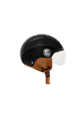 Urban helmet with visor and ear flaps - Exk - Noir brillant