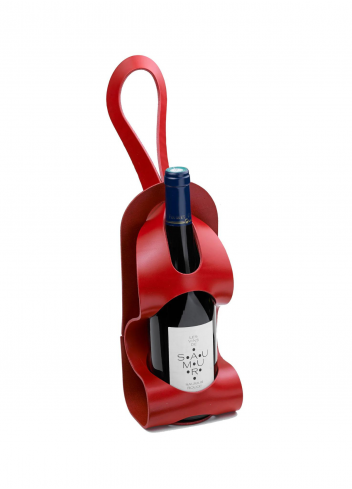 Leather wine bottle holder - La bouclée